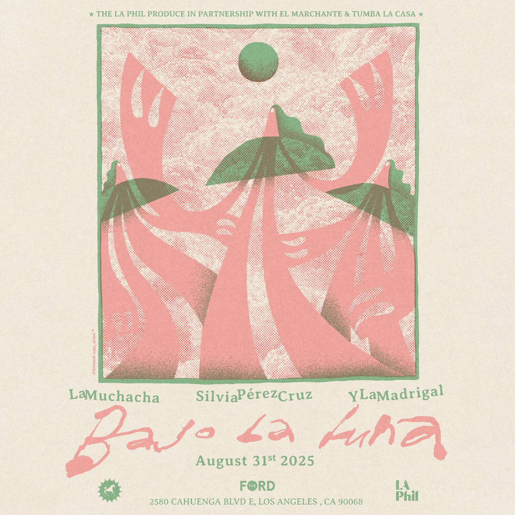 Bajo la Luna with Sílvia Pérez Cruz, La Muchacha, and Y La Madrigal at The Ford on Sunday, August 31st